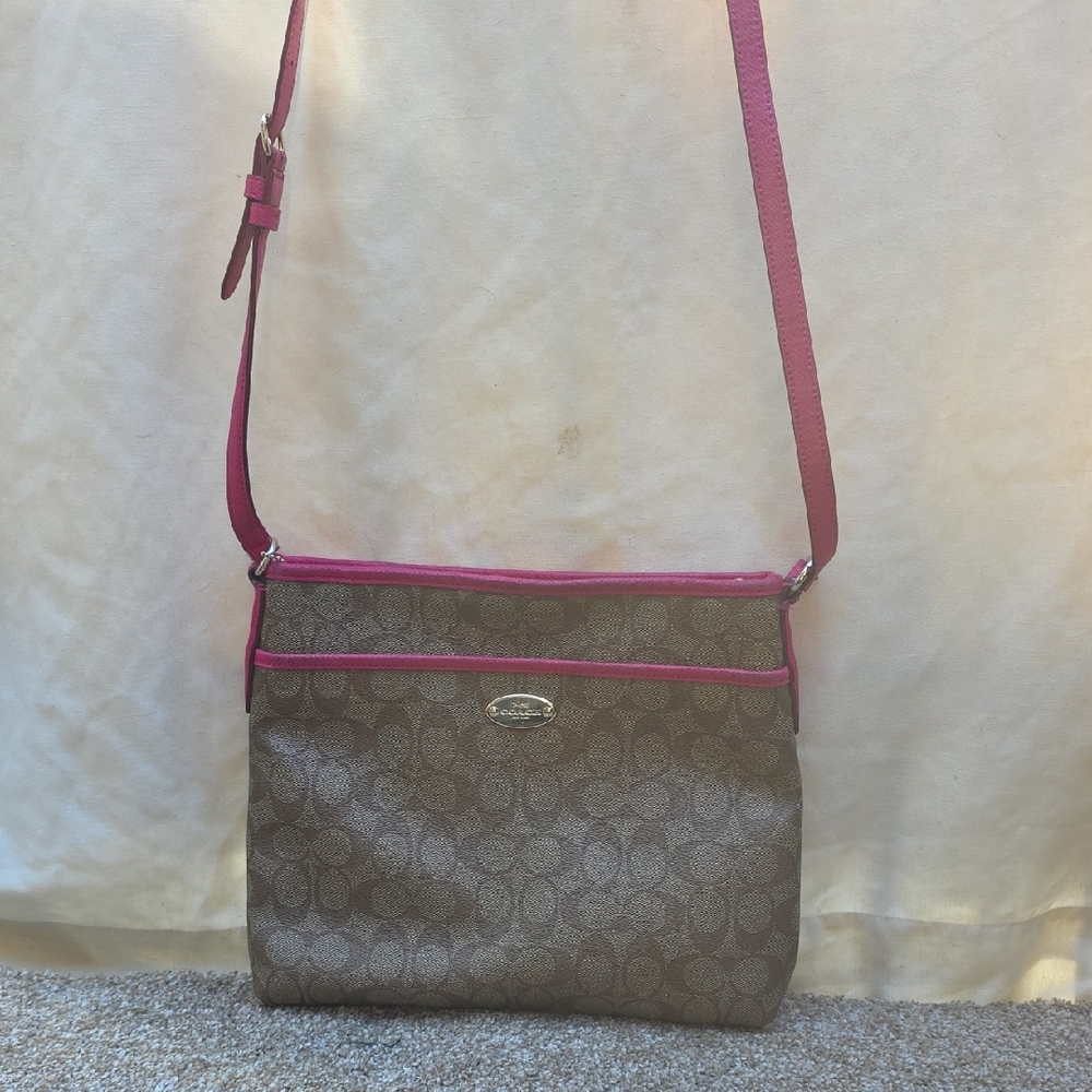 Coach Brown and Pink Crossbody Bag